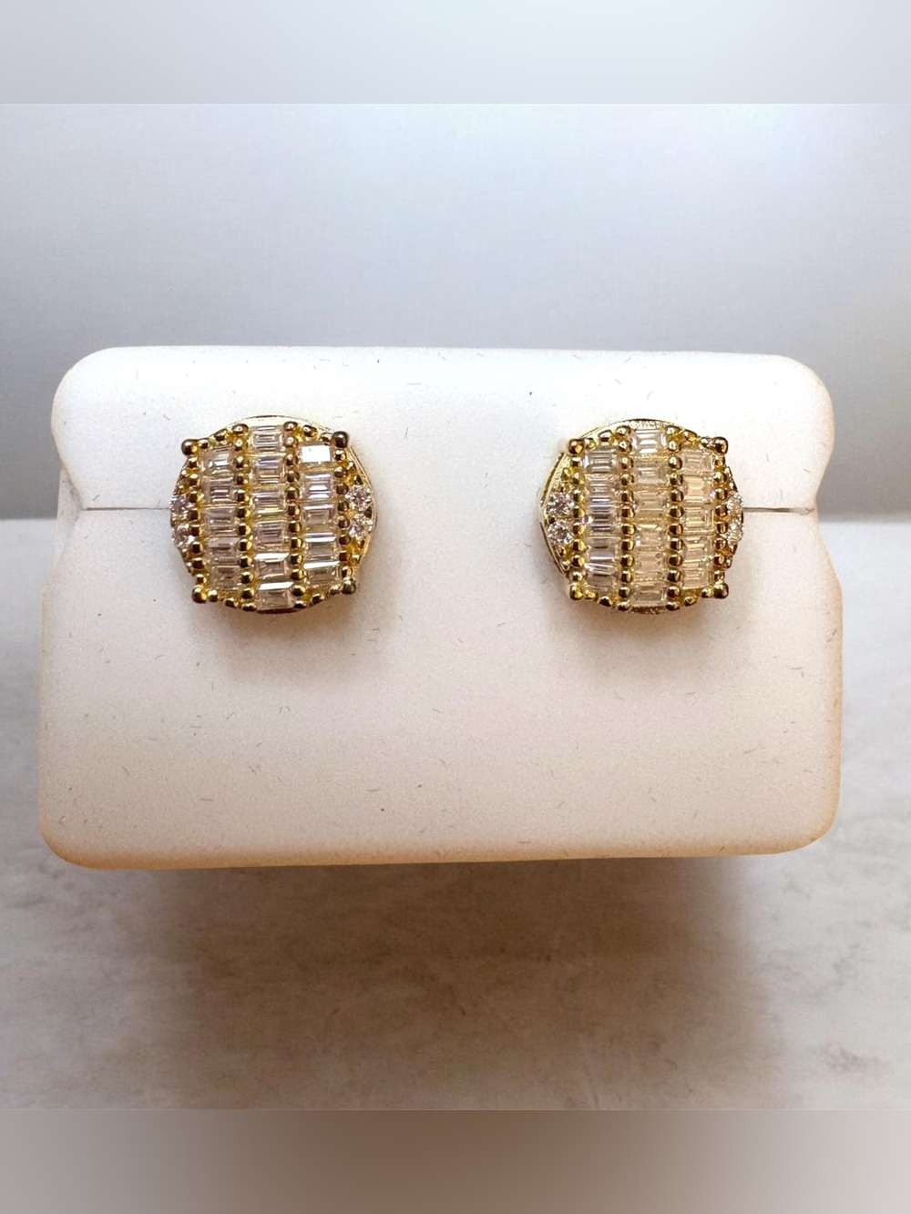 Moissanite 1CTW 18K Gold Vermeil over Sterling Silver 8MM Screw Back Earrings